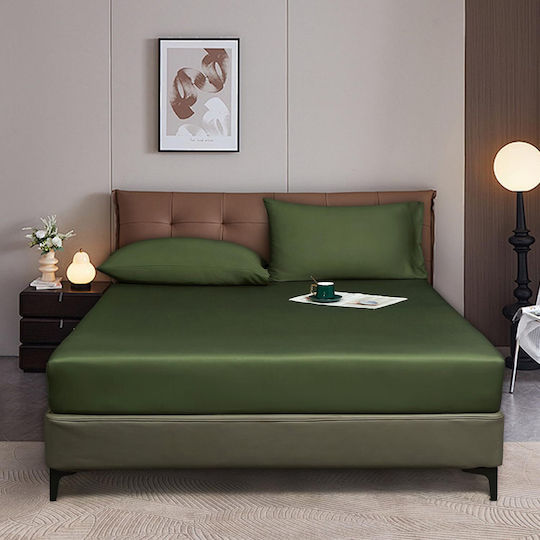 Luofanfei Διπλό 140x200+30εκ. με Λάστιχο Olive
