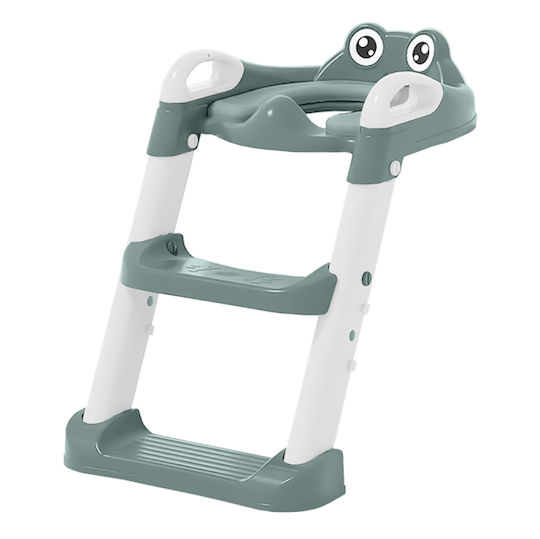 Bebe Stars Toddler Toilet Seat Frog with Footrest Handles and Green Cushion