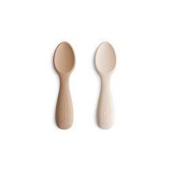 Mushie Baby Set of Spoons Little Spoons from Silicone Beige 2 Pieces