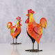 Chicken Figure 2/ass Helena H6x10x15cm Green Orange Metal