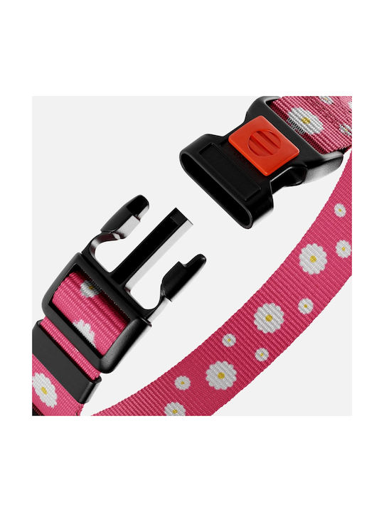 Nylon Dog Collar Buckle Adjustable Neck Circumference 45.7-66 Cm Pink