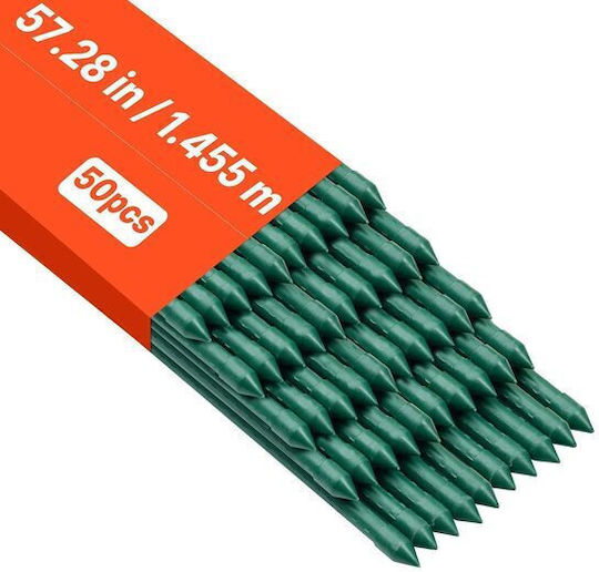 Set 50 Araci De Grădină Țeavă Metalică Cu Acoperire Din Plastic Diametru 11 Mm Înălțime 1,45 M Verde