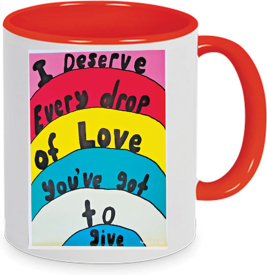 Robbie Williams No10 Κούπα 330ml Κεραμική Λευκή Κόκκινη I Deserve Every Drop Love You've Got To Give