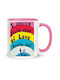 Robbie Williams No10 Mug 330ml Ceramic White Pink I Deserve Every Drop Love You've Got To Give