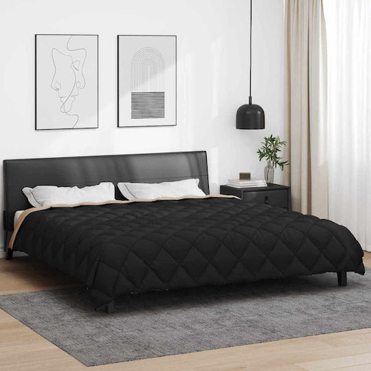 vidaXL Duvet Cover Queen 220x240 Μαύρο Και Ταμπά