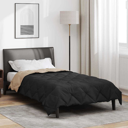 vidaXL Duvet Cover Single 155x220 Black and Tan