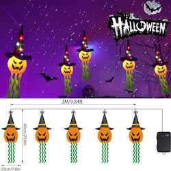 Ghirlandă Led Decorațiune Halloween 5 Dovleci Cu Pălării Luminoase 3 M