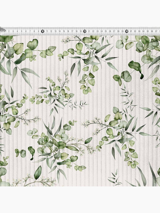 Decorative White Corduroy Fabric Leaves 1m X 140cm Interiors