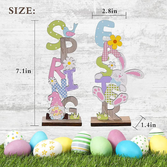 Decorative Wooden Easter Table Signs 18 Cm Colorful 2 Pieces
