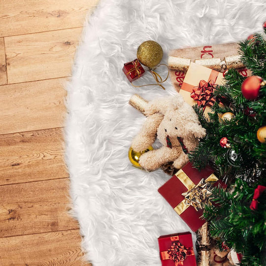 Christmas Rug ''Tree'' White with Furry Texture D150cm.