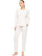 Pink Label Winter Damen Pyjama-Set White
