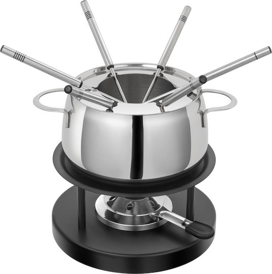 Kuhn Rikon Fondue-Topf mit Teelicht aus Rostfreiem Stahl Grau 15x15cm