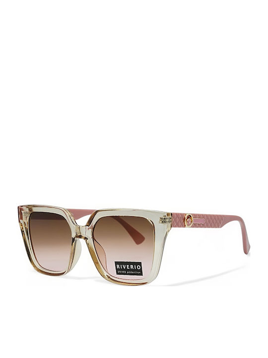 Riverio Women's Sunglasses with Transparent Plastic Frame and Transparent Gradient Lens