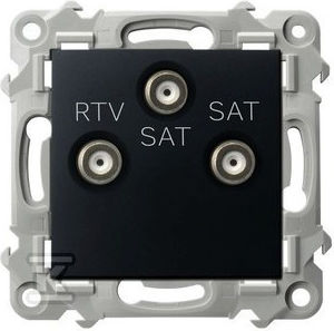 Saphir Rtv-sat Socket Two Sat Outputs Black Metallic Gpa-z2s M 33