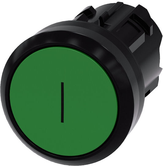 Button 22mm Round Plastic Green Inscription Flat Self-return 3su1000-0ab40-0ac0