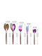 Handle Rainbow Head Σετ Μαχαιροπίρουνα Ανοξείδωτα Καφέ 5τμχ