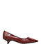 Synthetic Leather Burgundy Low Heels