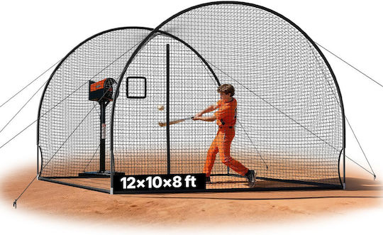 Baseball Cage Vevor 3660 X 3100 X 2330mm Free Standing Portable Baseball Cage Batting Cages Polyester 4 Layers Knotless & Pitching Machine Opening Batting Cage Net Indoor Outdoor Use
