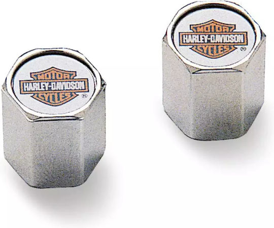 Τάπες Βαλβιδών Τροχού Harley-davidson Valve Stem Caps Bar & Shield Orange & Chrome