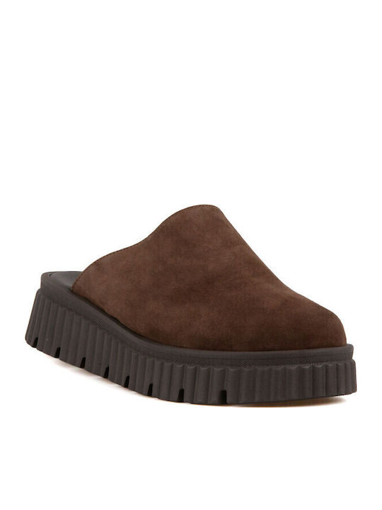 Silia D Suede Mules με Τακούνι σε Καφέ Χρώμα