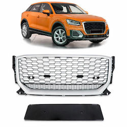 Μάσκα Audi Q2 Ga Prefacelift 2016-2020 Rsq2 Look Κυψελωτή Ασημί Μαύρο 1 Τεμάχιο