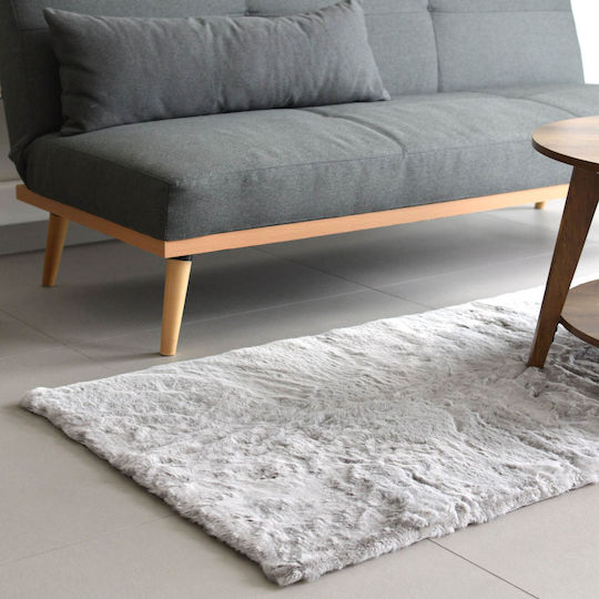 Ravelia Αντιολισθητικό Χαλί Διάδρομος Γούνινο Light Grey 80x200cm