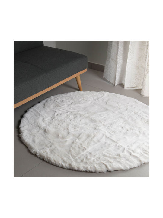 Ravelia Anti-slip Rug Round Furry Ecru