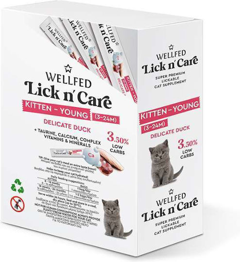 Wellfed Lick N' Care Cat Treats with Duck for Young Cats 24pcs 15gr Young Duck