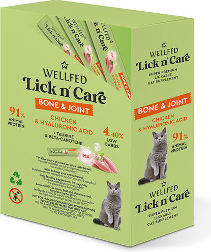 Wellfed Lick N' Care Cat Treats with Chicken Potatoes for Cat 24pcs 15gr Bone & Joint