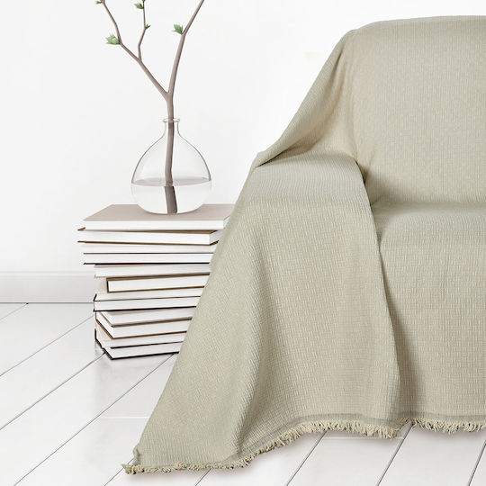 Whitegg Decken & Couchdecken Zweisitzer-Sofa Überwurf Chenille 180x240cm Ecru