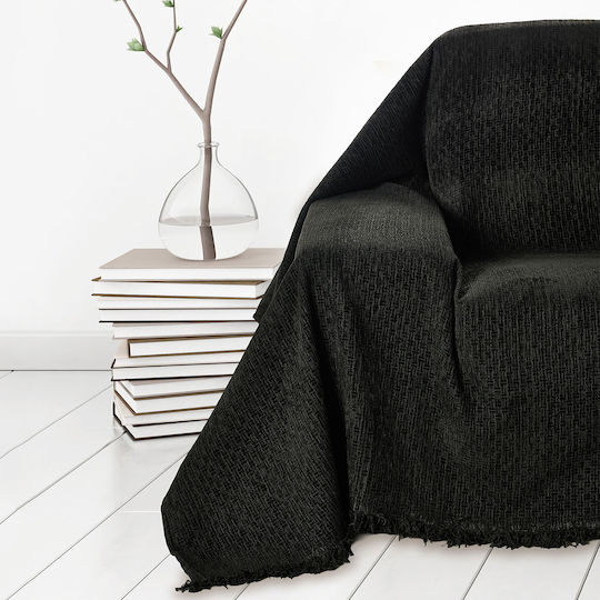 Whitegg Three-Seater Sofa Throw Chenille 180x280cm 4 Black