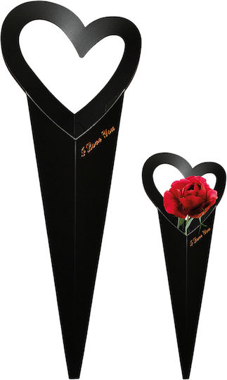 Flower Packaging Heart Shape Black – 44.5×18 Cm