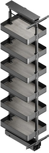 Pantry with Wooden Bottom Emuca Harmony Brake Box 40cm Anthracite Height 1780-2080mm