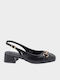 Synthetic Leather Pointed Toe Black Heels