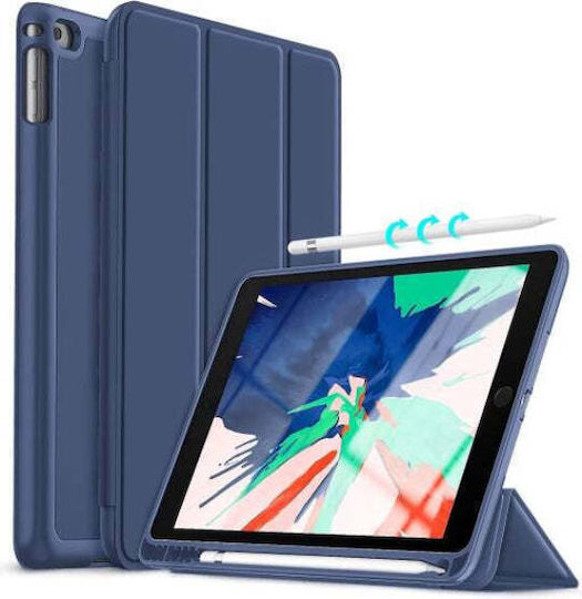 Jteach Slim TPU Back Trifold Stand Tablet Book Cover Case Pencil Holder iPad 10.2" 9th Gen 2021 8th Gen 2020 7th Gen 2019 Dark Blue