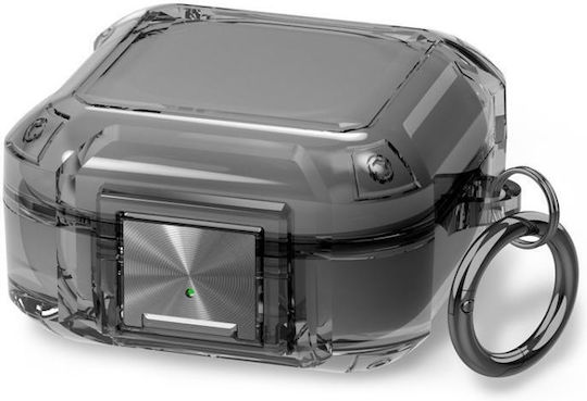 Galaxy Buds Live Pro 2 2 Pro Fe Husă Protectoare Transparentă pentru Căști cu Airbag pe Patru Colțuri, Clipsă Metalică Antishoc, Transparent Negru