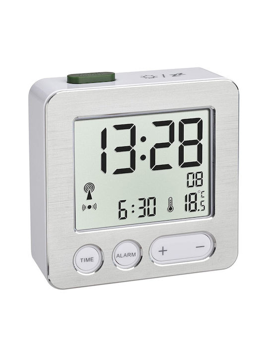 TFA Tabletop Digital Clock Plastic With Alarm Clock & Radio Black 60.2545.54