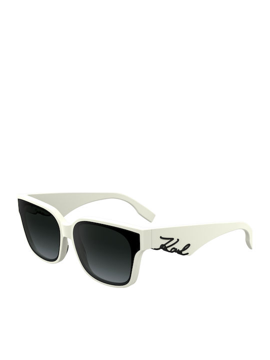 Karl Lagerfeld Women's Sunglasses with White Plastic Frame and Gray Lens KL6161S-105