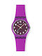 Swatch Swatch Γυναικείο Ρολόι Μπαταρίας με Μωβ Καουτσούκ Λουράκι