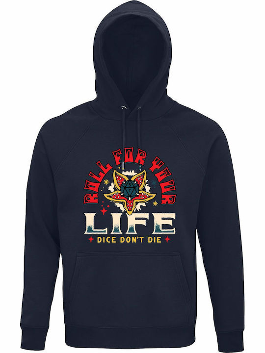 Kinder-Sweatshirt mit Kapuze French Navy Stranger Things Roll For Your Life Demogorgon Dice