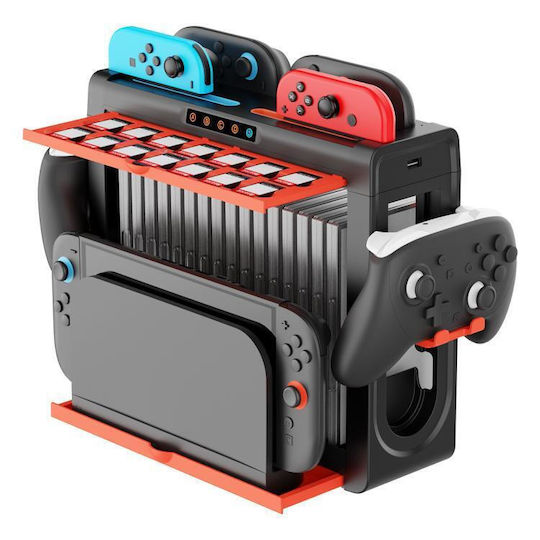 Ipega 6 в 1 Стойка За Зареждане С Многофункционална Стойка За Съхранение Nintendo Switch 2 Switch Joy-con 14 Слота За Игрални Карти Кутия За Игри С 16 Места