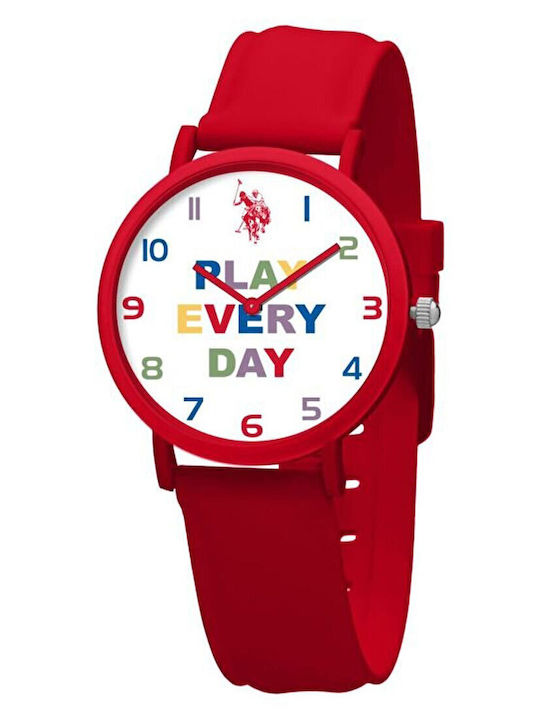 U.S. Polo Assn. Kinder-Analoguhr mit Silikonarmband Rot