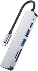 Tech Protect Hub V4 Usb-c 6 1 Usb 3.0 Usb 2.0 Usb-c Hdmi Micro Sd Tf Sd Card Reader Γκρι