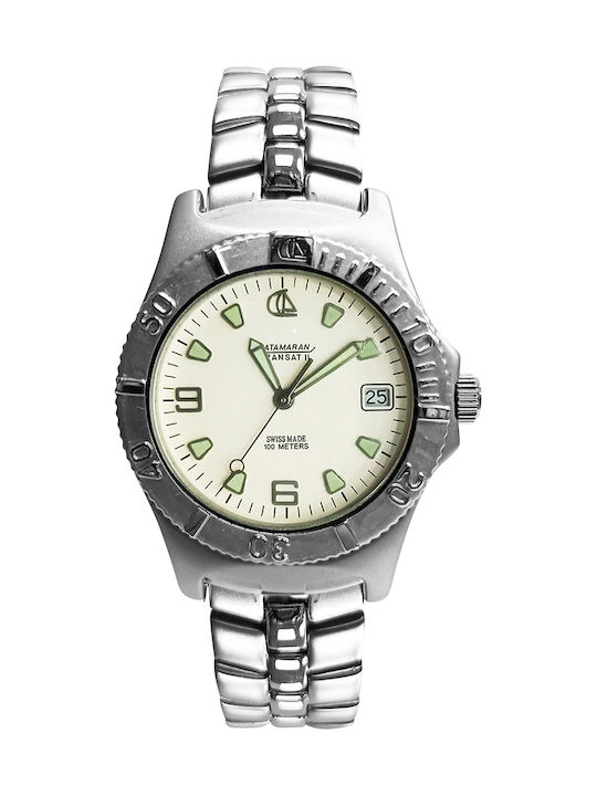 Catamaran Men's Watch 30mm Battery with Silver Metal Bracelet