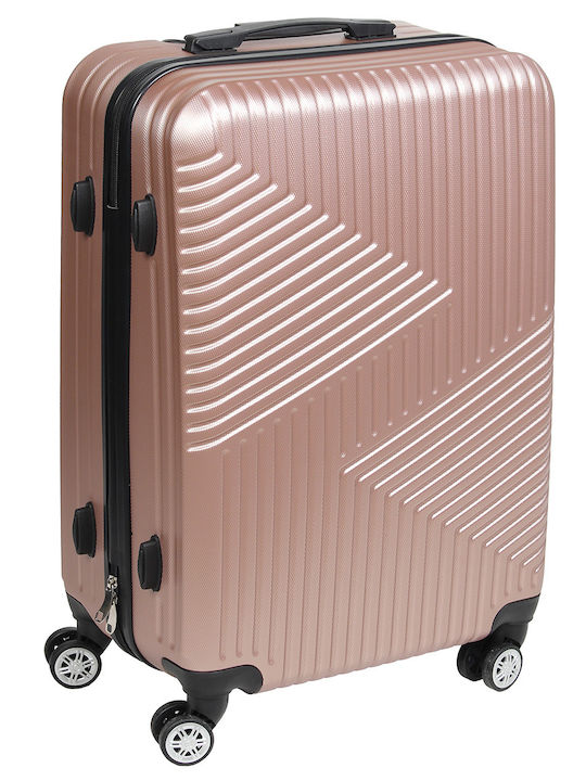 Keskor Medium Travel Suitcase Pink Gold with 4 Wheels Height 66cm