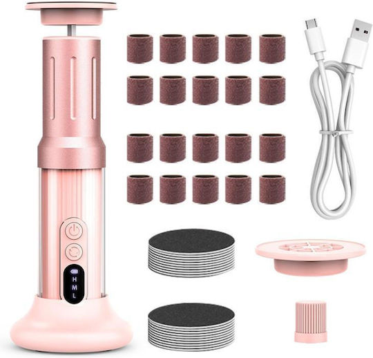 Waterproof Electric Pedicure Adjustable Foot File Multiple Speeds Light Pink