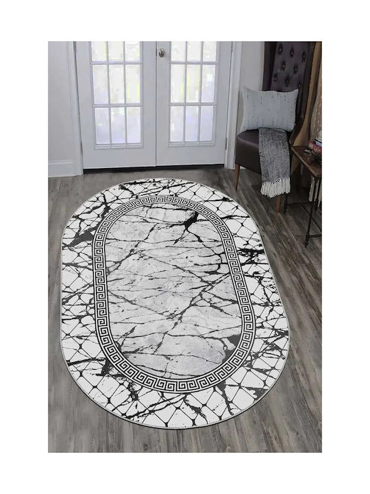 Oval Living Room Rug Elegant Pattern Modern Gray 120cmx180cm