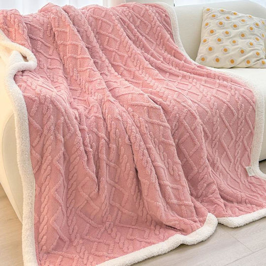 Κουβέρτα Fleece Καναπέ 120x200εκ. Ροζ