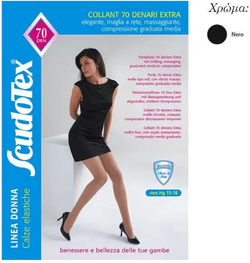 Scudotex 470 Καλσόν Διαβαθμισμένης Συμπίεσης με Ανοικτά Δάκτυλα 15-18 mmHg 70 Den Μαύρο