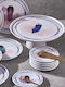 19-Piece Stoneware Porcelain Dinnerware Set Feather Collection for 6 People 20x20cm